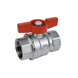 Кран шаровой полнопроходной Giacomini R851 1" ВВ, красная ручка-бабочка, латунь, хромированный