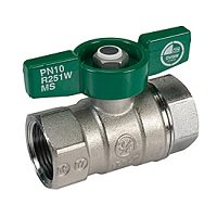 Кран шаровой Giacomini 3/4" ВВ, стандартный проход, зеленая ручка-бабочка, хромированный, для питьевой воды