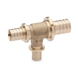 Тройник с уменьшенным боковым и торцевым проходами Rehau RAUTITAN RX+ 25x16x20 мм, бронза