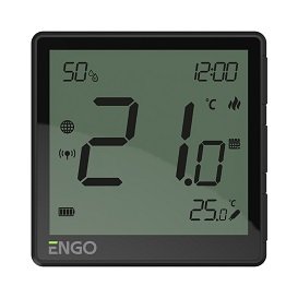 Терморегулятор беспроводной ENGO Smart Home Zigbee, с аккумулятором, с датчиком влажности, черный (арт. EONEBATB)