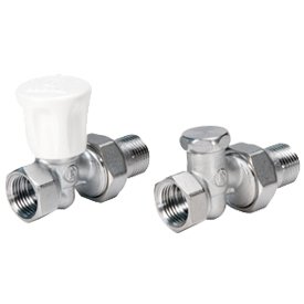 Комплект для отопительных приборов Giacomini R706K 1/2"x1/2" ВН, прямой ручной клапан и прямой отсечной клапан