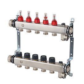 Гребенка распределительная Oventrop Multidis SFR 3/4"x3/4" EK, 12 контуров, с ротаметрами, нержавеющая сталь