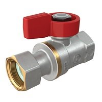 Кран шаровой Giacomini R251P-1 1/2" ВР x 1/2" гайка, красная рукоятка, для котлов и счетчиков