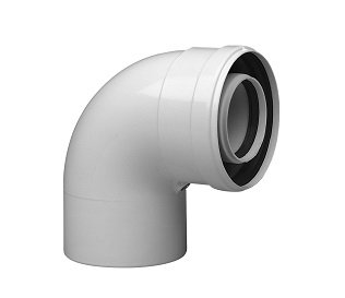 Отвод коаксиальный Baxi полипропиленовый ф80/125 мм 87°
