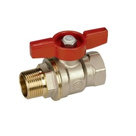 Кран шаровой полнопроходной Giacomini R914 DADO 1" ВН, красная ручка-бабочка, никелированный (арт. R914X025)