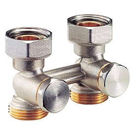 Узел нижнего подключения прямой Giacomini R387 3/4"x3/4", для стальных панельных радиаторов, двухтрубная система
