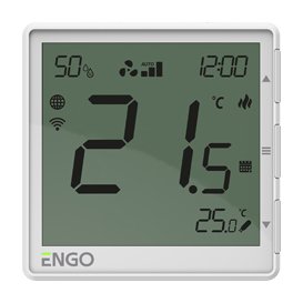 Терморегулятор универсальный проводной ENGO Wi-Fi (MODBUS) 220 В, встраиваемый, регулировка скорости вентилятора, белый
