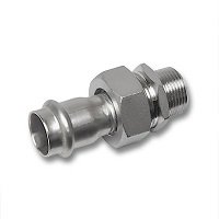 Соединение резьбовое разъемное SANHA 9333GMVA 35 мм x 1 1/4" НР, нержавеющая сталь, плоское уплотнение