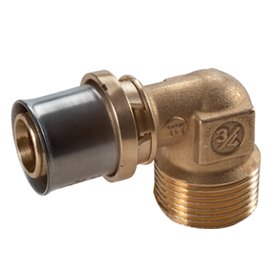 Угольник с наружной резьбой 90° Giacomini RM127 3/4" НР x 26x3 мм, латунь