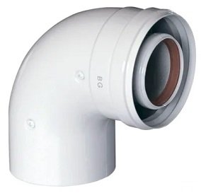 Отвод промежуточный коаксиальный Baxi ф60/100 мм 90°, без муфты