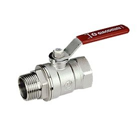 Кран шаровой Giacomini R254DL 1 1/4" ВН, стандартный проход, красная ручка-рычаг, хромированный (арт. R254LX006)