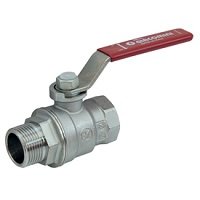 Кран шаровой полнопроходной Giacomini 1 1/4" ВН, хромированный, красный рычаг