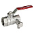 Кран шаровой Giacomini R250DS 1/2" ВВ, стандартный проход, красная ручка-рычаг, хромированный, со сливом