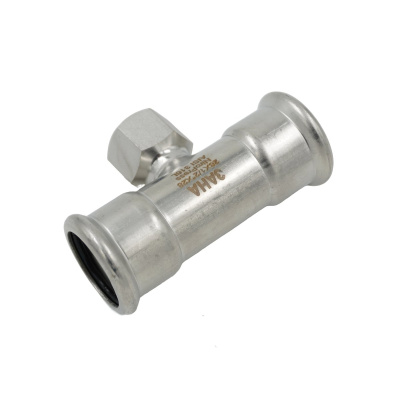 Тройник SANHA NiroPress 28 мм x 1/2" x 28 мм, AISI 316L, ВПр-ВР-ВПр