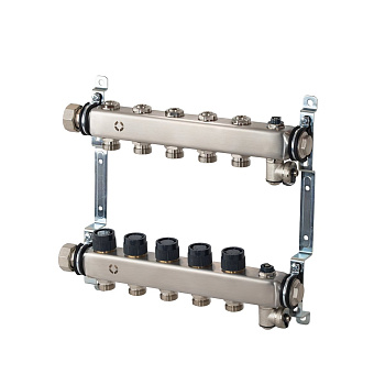 Гребенка распределительная Oventrop Multidis SHR 3/4"x3/4" EK, 3 контура, с регулирующими вставками, нержавеющая сталь
