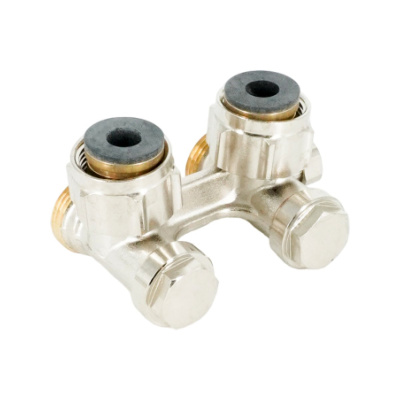 Узел запорно-присоединительный угловой Oventrop Multiflex F (ZBU) 3/4" НГ x 3/4" НР, латунь никелированная