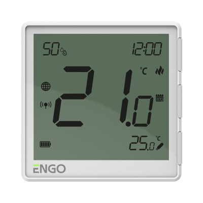 Терморегулятор беспроводной ENGO Zigbee, с аккумулятором, с датчиком влажности, белый