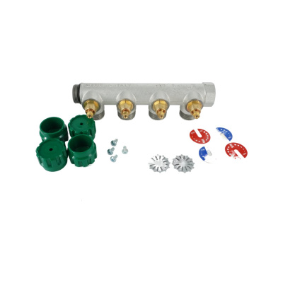 Коллектор модульный ELSEN 3/4"x3/4" EK, 4 контура, с вентилями 90°, латунь TIN