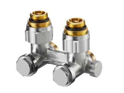 Узел запорно-присоединительный угловой Oventrop Multiflex F (ZBU) 1/2" НР x 3/4" НР, латунь никелированная