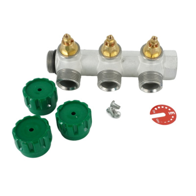 Коллектор модульный ELSEN 3/4"x3/4" EK, 3 контура, с вентилями 90°, латунь TIN